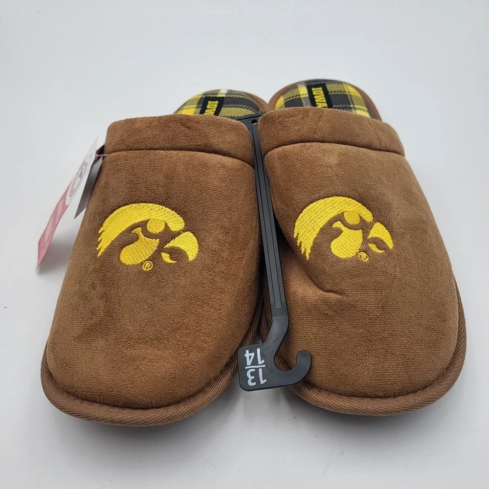 Iowa Hawkeyes Flannel Lined Suede Scuff Slippers‎ FOCO Mens XL 13-14